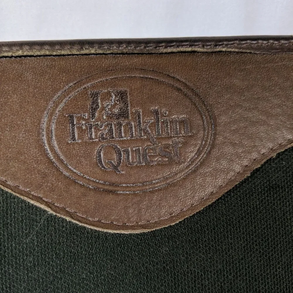 FRANKLIN QUEST Canvas & Leather 7 Ring Planner Binder Zip Organizer Made in USA
